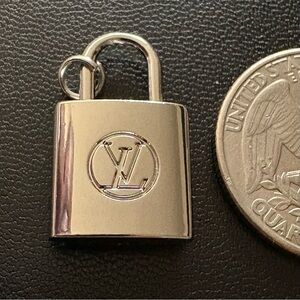 Beautiful LV Logo Silver Lock Zipper Pull Double Sided!